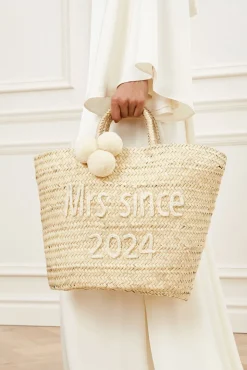 Bridal raffia tote